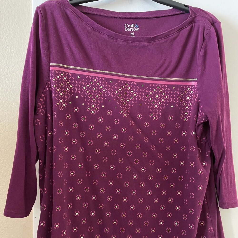 croft and barrow top with gold sequins